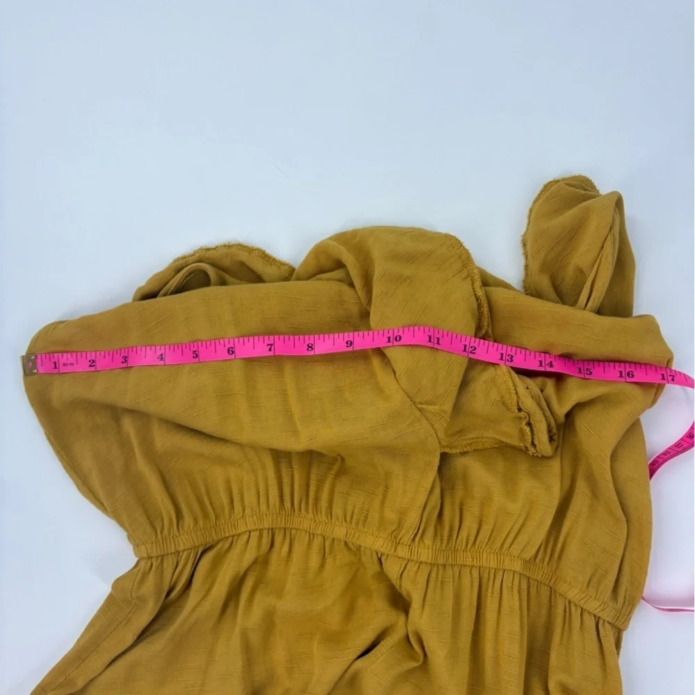 Xhileration Sleeveless Mustard Yellow V-Neck Ruffle Jumpsuit Romper Size M - Picture 8 of 13